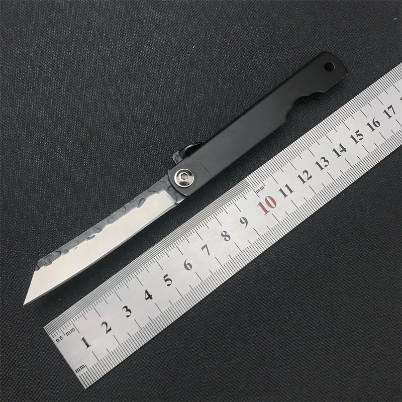 Складной нож Higonokami из дамасской стали с алюминиевой ручкой