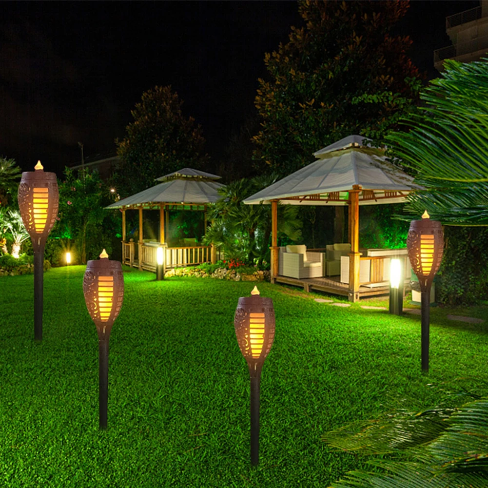 1/2/4/6/8Pcs Solar Dance Flame Torch Lights Flickering Light Waterproof Garden Decoration Outdoor Lawn Stake Lamps