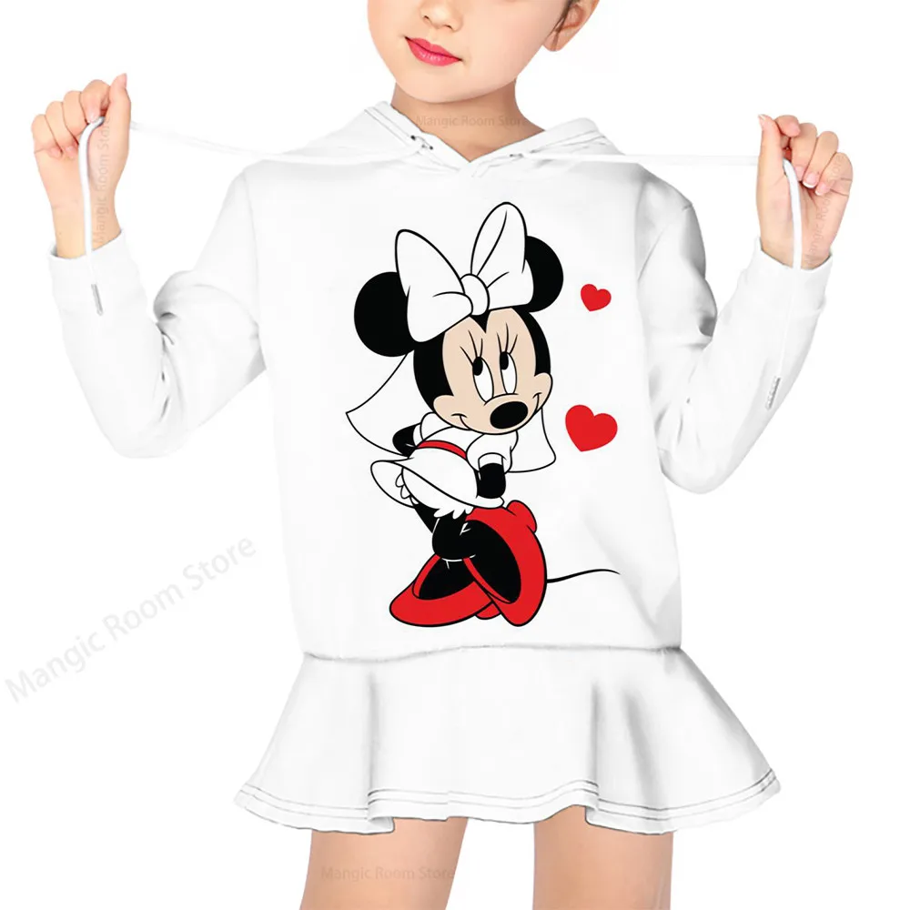 Купи Autumn Winter Kids Minnie Mickey Print Sweatshirt Hooded Sweater Dress Long Sleeve Sweater T-Shirt Clothes Sweatshirt за 144 рублей в магазине AliExpress