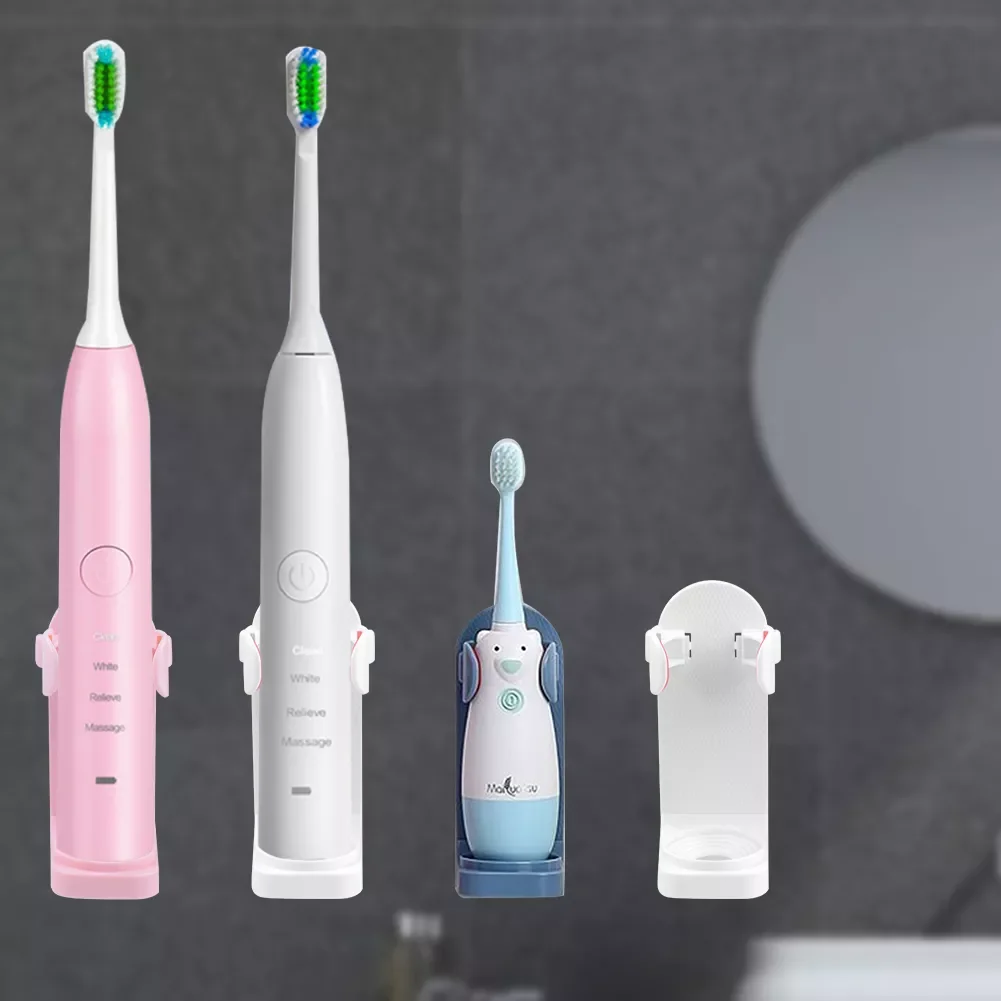 

Toothbrush Holder Adapt Wall-Mount Bathroom Space Saving Traceless Toothbrush Organizer Stand Adhesive Rack Accessories