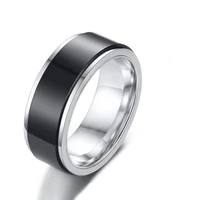hot selling simple design jewelry meditation rings turn black band matte stainless steel rotating ring for women men