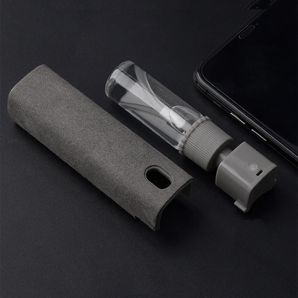 2 in 1 phone screen cleaner spray computer screen dust removal microfiber cloth set cleaning artifact without cleaning liquid free global shipping