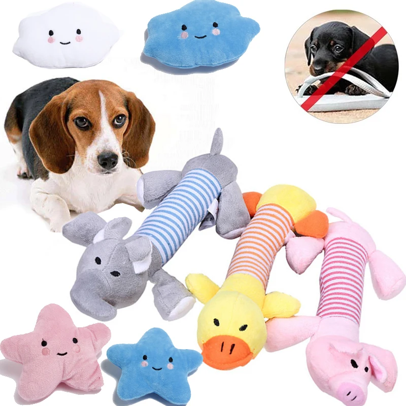 

Cute Pet Dog Cat Plush Squeak Dog Toy Interesting Fleece Durable Chewing Pet Molar Toy Suitable for All Pets Elephant Duck Pig