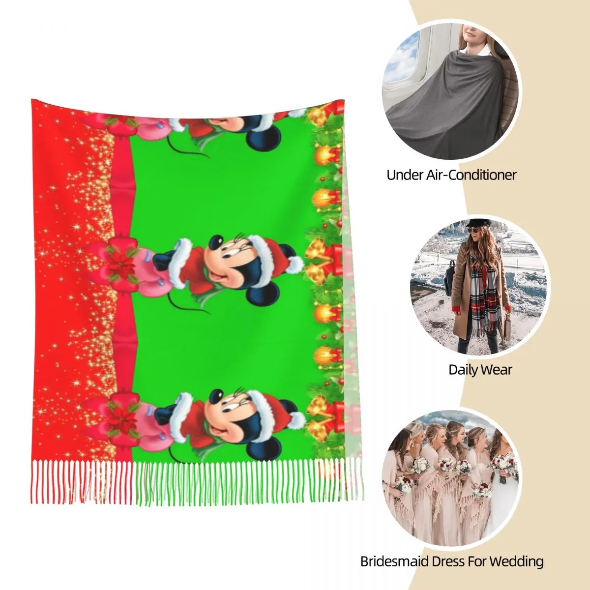 MINISO Sanrio Рождественский шарф с Микки Маусом для мужчин и женщин головные уборы