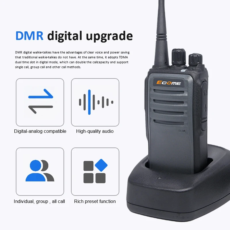 Uhf Dmr Radio Digital Walkie Talkie For Construction Professional Long Range Dustproof Waterproof 2 Way Radio For Security