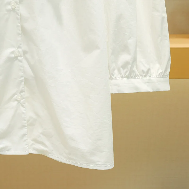 

Lapel Puff Sleeve Shirt Women 2023 Spring