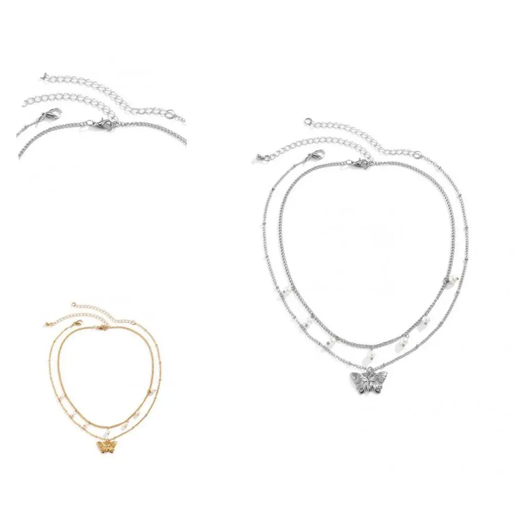 

Chain Necklace Extended Double-layered Fashionable Girls Butterfly Pendant Necklace Fashion Necklace Pendant Necklace