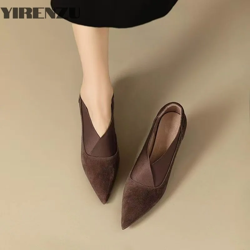 Женские туфли на шпильке с острым носком замшевые лоферы зимние дизайнерские