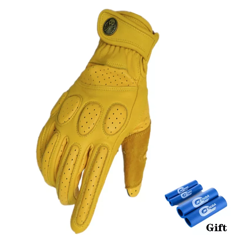 

Мотоциклетные Перчатки Nikukodo в стиле ретро из воловьей кожи, безопасные удобные перчатки для мотокросса, мужские перчатки для езды на открыт...