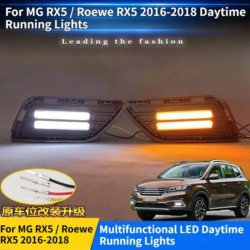 Фото Для MG RX5 / Roewe RX5 2016 2017 2018 годов выпуска: светодиодные дневные ходовые огни (DRL) с функцией динамического поворотника, 12В, аксессуары для дневных огней. №2