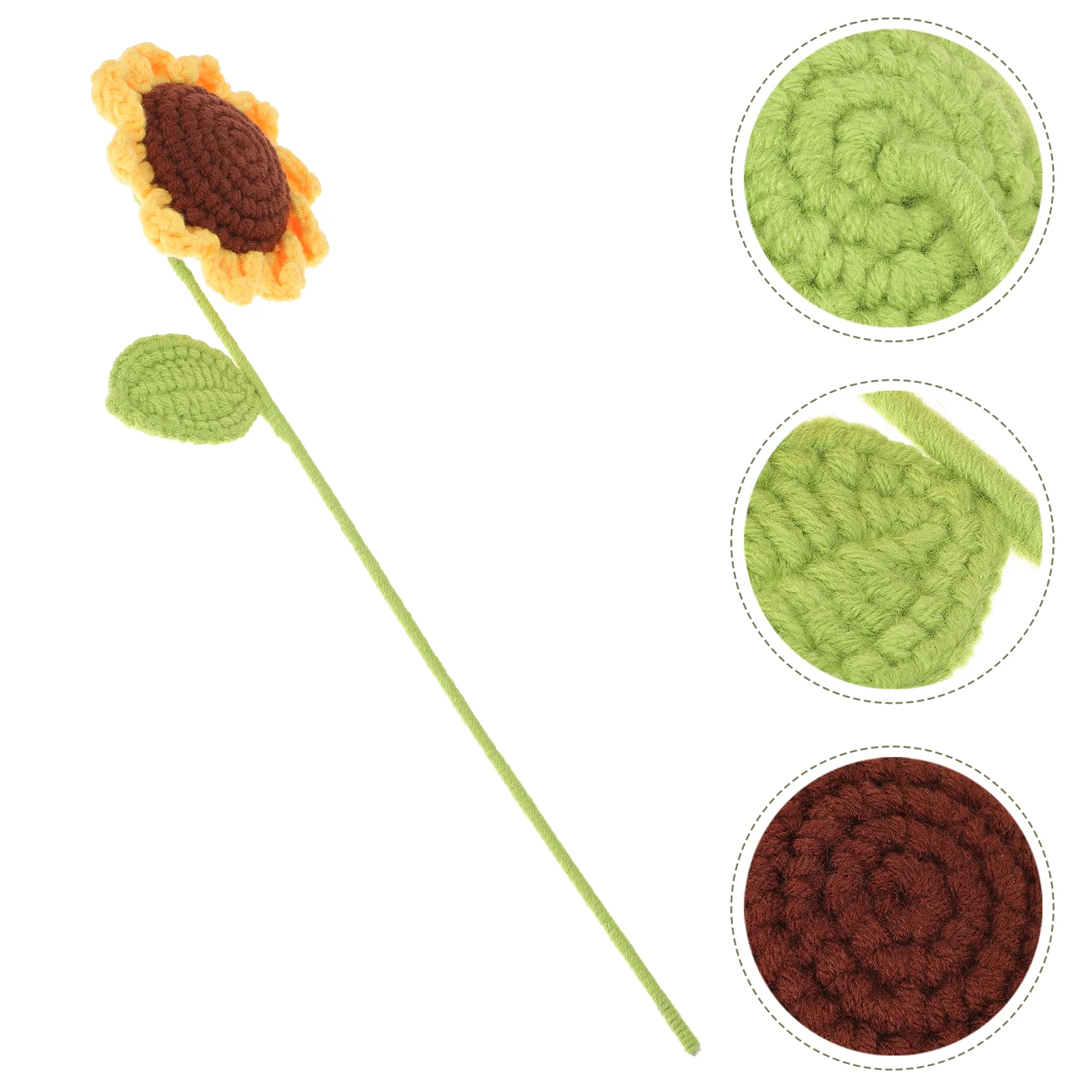 

Flower Flowers Lavender Artificial Fake Knitted Bouquet Decor Sunflower Crochet Stem Hand Wool Faux Decoration Daisy Wedding