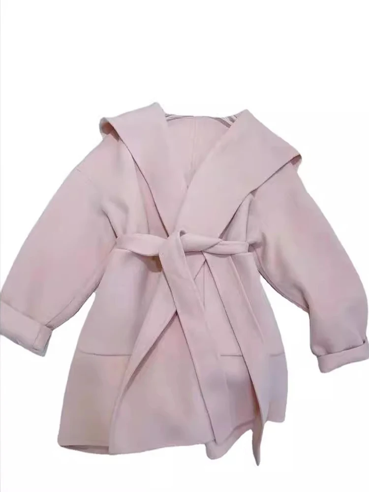 LANMREM шерстяное пальто средней длины женское двустороннее кашемировое с