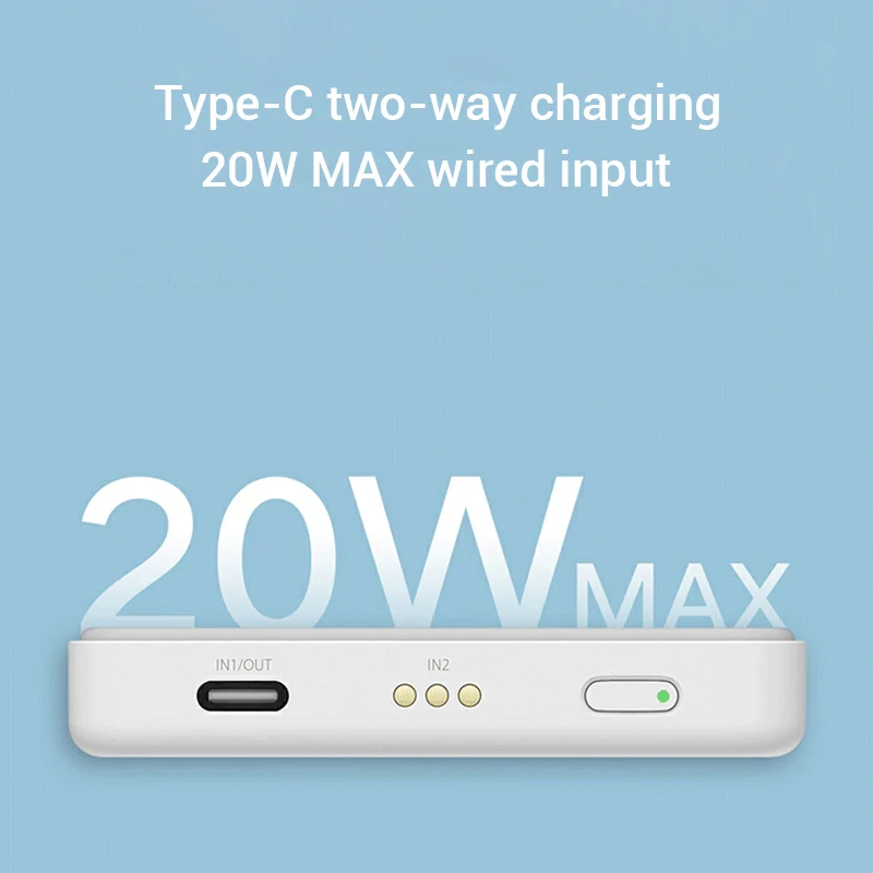 Tanie Dla IPhone 12 13 14 Pro Mag-safe Bezprzewodowa ładowarka Xiaomi Magnetyczny Bezprzewodowy Bank Mocy 5000mAh P05ZM