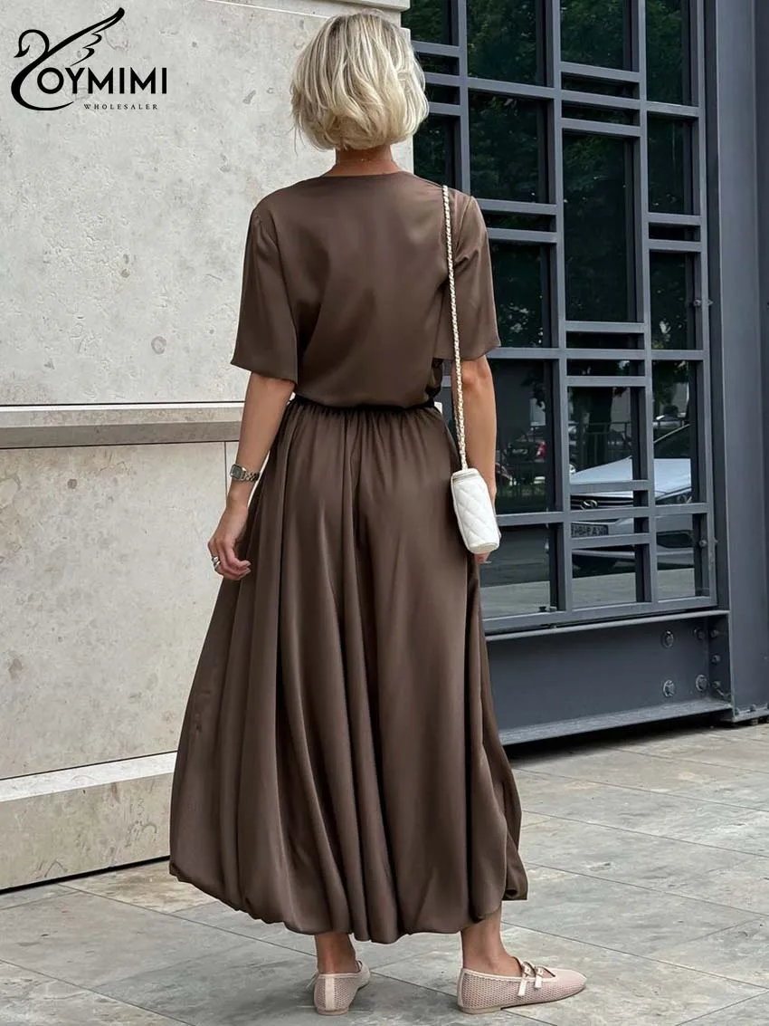 Женский Повседневный костюм Oymimi из 2 предметов элегантный топ с круглым вырезом и