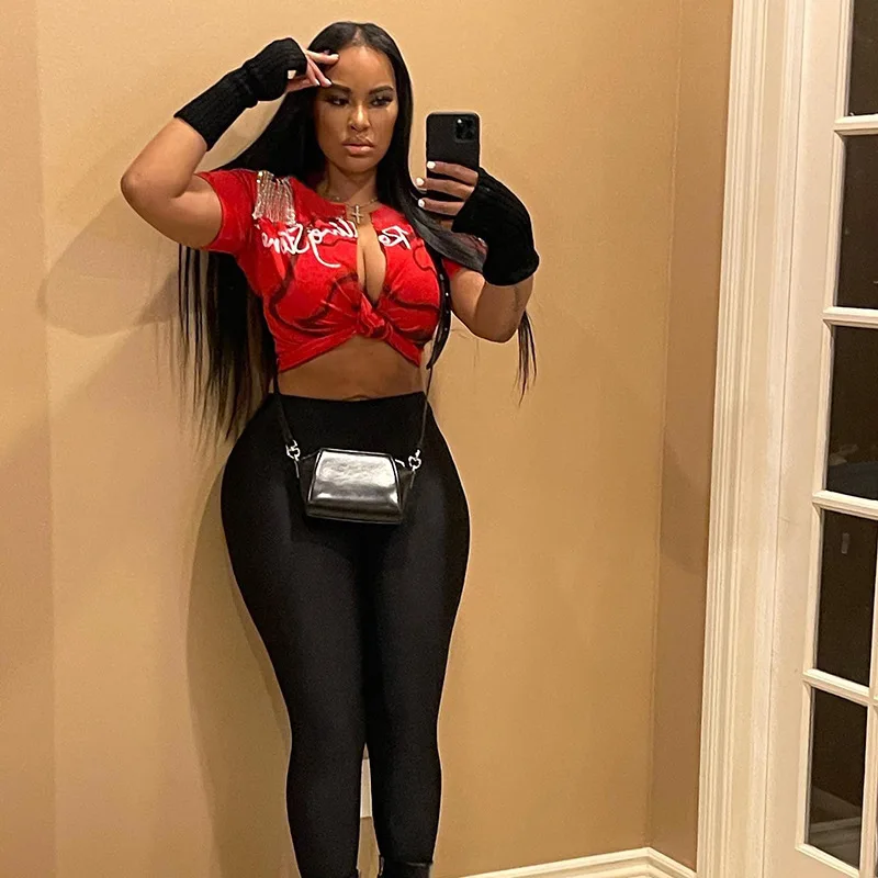 Женская футболка с принтом и низким вырезом модный кардиган в стиле панк Ttassel