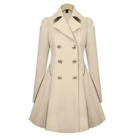 autumn fashion women trench coat fashion slim solid double breasted ties medium long wind breaker vadim female outwear dust coat