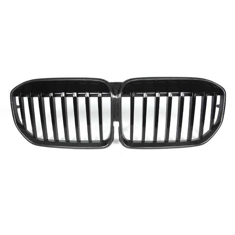 

Modified Horizontal Bar With Bright Black Carbon Fiber Racing Grills Front Grille Fit For BMW 7 Series G11 G12 G13 2020-2021