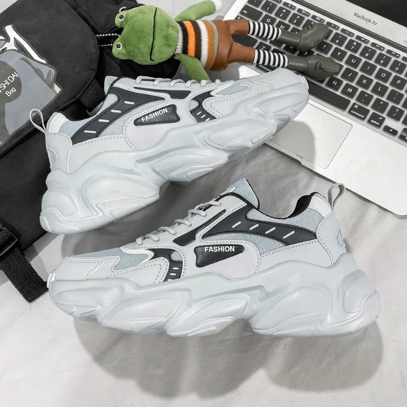 

2022 spring new daddy shoes men's trend sports shoes heightening shoes white