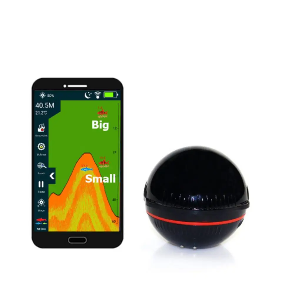 Bluetooth Fish Finder Polymer Battery 3.7v 90 Degrees Sonar Radiation Night Vision Lamp 1000 Ma High Definition Depth Alarm