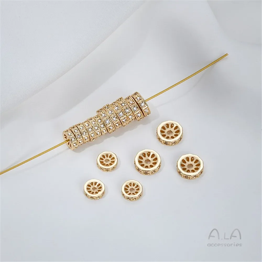 14-каратное золото яркое серебро инкрустированный цирконом круглая прокладка в