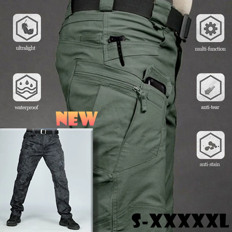 Plus Size 6XL Men's Tactical Pants SWAT Army Military Trousers Classic Outdoor Casual Multi Pockets Waterproof Cargo Pants Male