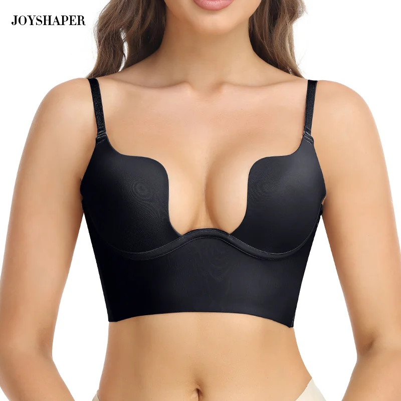 

Sexy Bra Shaper For Women JOYSHAPER Weeding Push Up Breast Underwear Party Deep U Neck Backless Lingerie Seamless Brassiere Faja