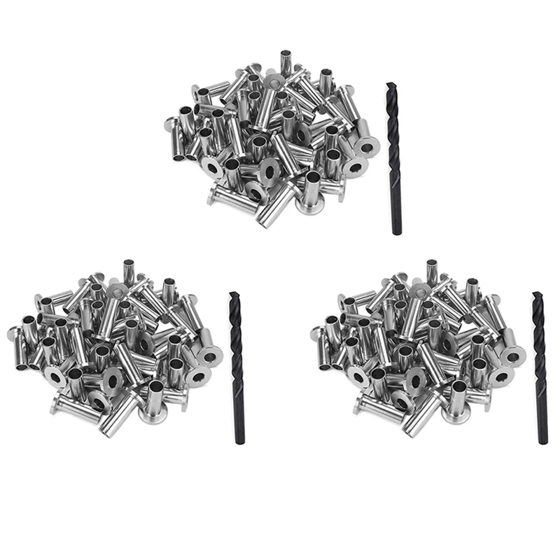 

120 шт./упаковка, Защитные муфты из нержавеющей стали T316 для 1/8 дюймового проволочного троса, кабеля, перил, «сделай сам», балюстрада с 3 сверла...