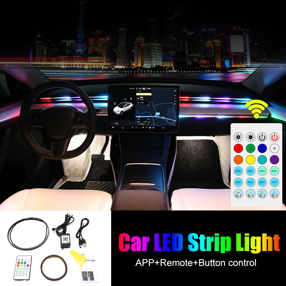 

Car LED Lights 110cm LED Neon Light Flexible Atmosphere Strip Lamp APP Remote Control Music Sync Rope Lights 5V USB Power