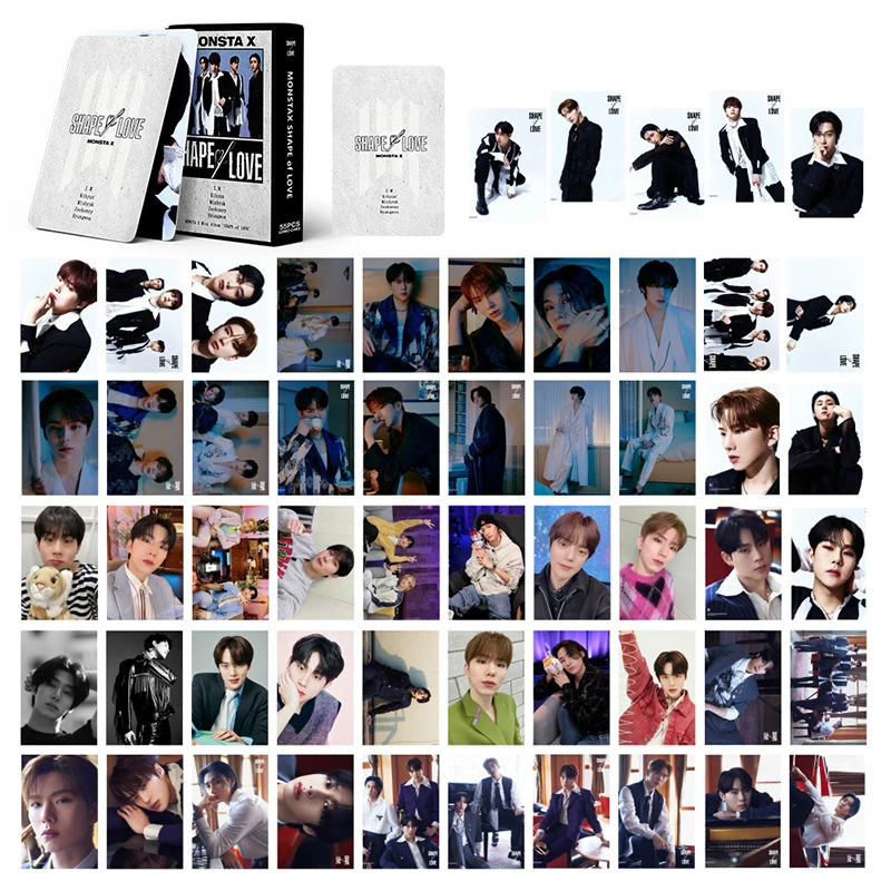

55pcs/set KPOP MONSTA X New Album SHAPE Of LOVE Poster Photocard LOMO Card Double Sides Postcard Shownu Box Card