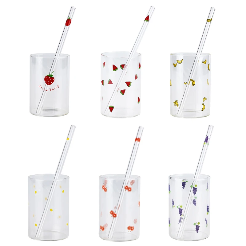 

Kitchen Accessories Water Glass With Straws High Borosilicate Pyrex Milk Juice Water Glass Home Supplies Dropship