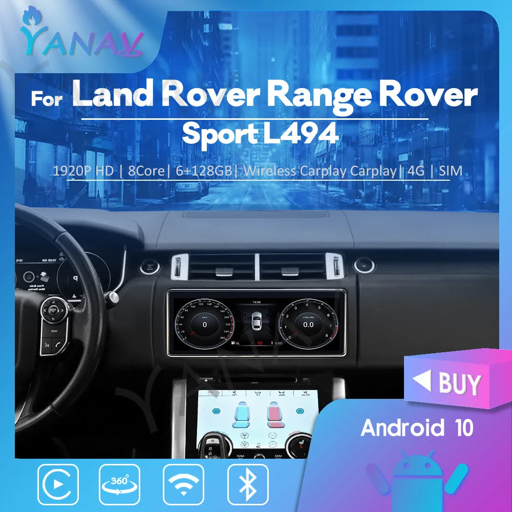 

12.3" Android 10 Car Radio For Land Rover Range Sport L494 2013-2016 AC Panel Dual System Stereo Wireless Carplay 4G LTE Leather