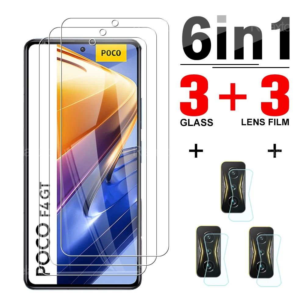 

Закаленное стекло 6 в 1 для Xiaomi Poco F4 GT 5G 6,67 '', Защитная пленка для объектива камеры, HD экран 21121210G F4G T, четкое полное покрытие