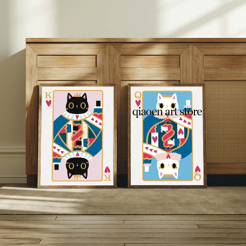 Постеры на холсте с японским счастливым котом картина кавайные Манеки Неко