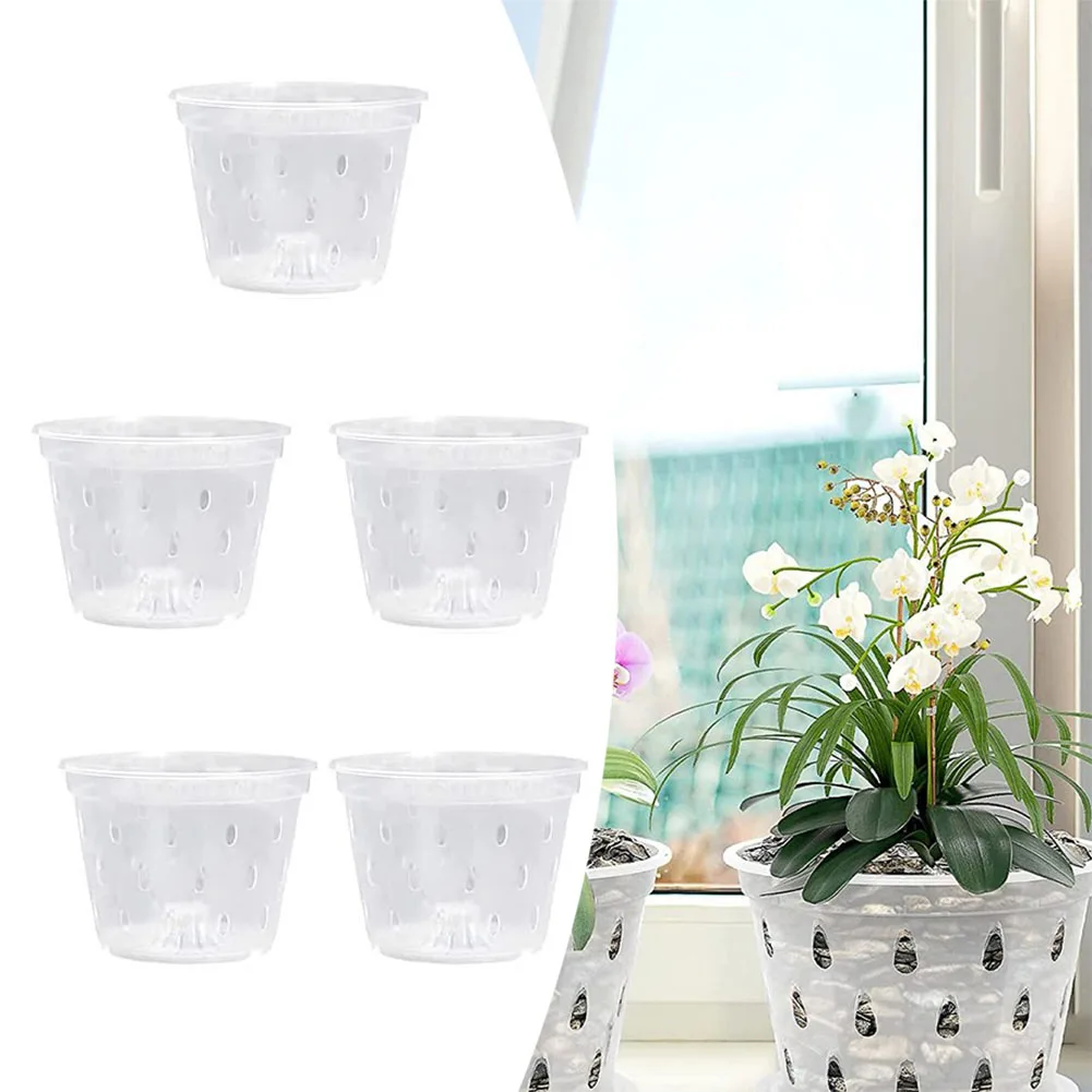 

Orchid Pots Clear Orchid Pots 5 Inches Clear Durability High-Quality Material Longevity Plastic White With Holes