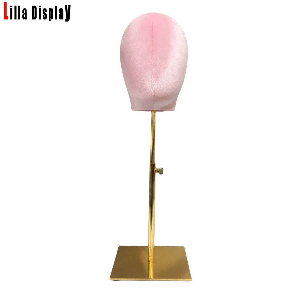 Женские шапки-витрины с розовым бархатным покрытием