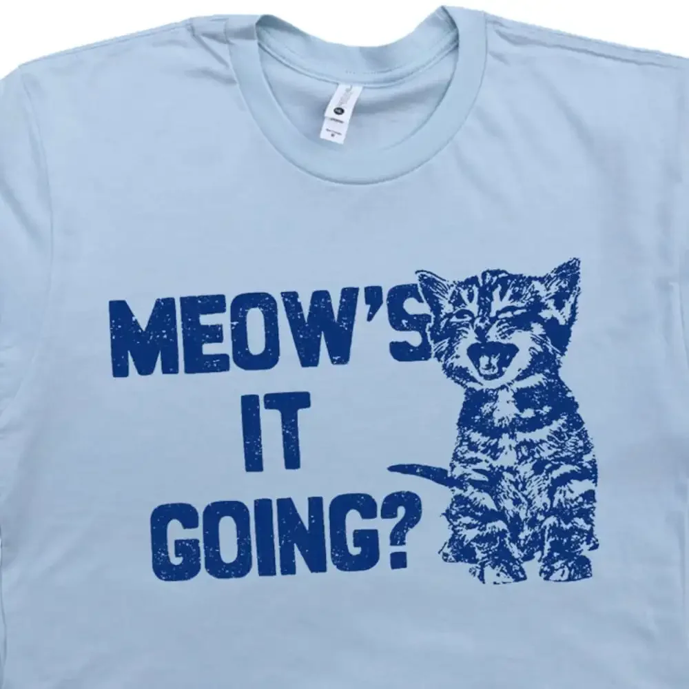 Забавная футболка с котом милая детская надписью Meow'S It Going дамы котенок мама
