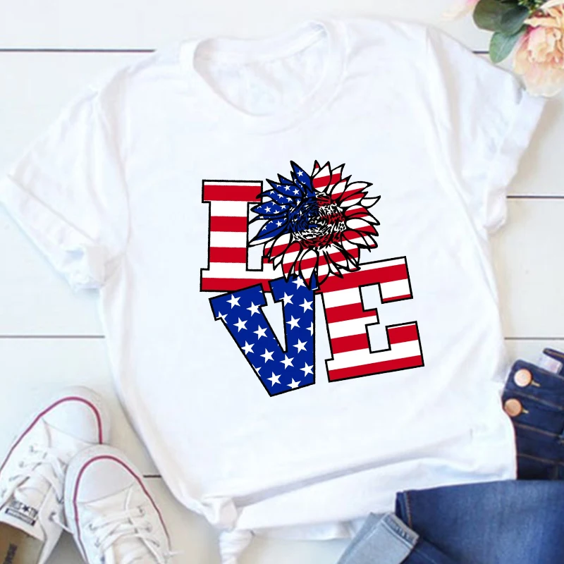 

4th of July Love Shirt Freedom Shirts Fourth of July Tee Patriotic Shirts Independence Day Women Clothes Memorial Day Tops