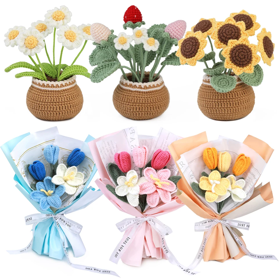 

KAOBUY нетканые изделия, трикотажный цветок «сделай сам», различные вязаные крючком цветы, ручная работа, материал для букета