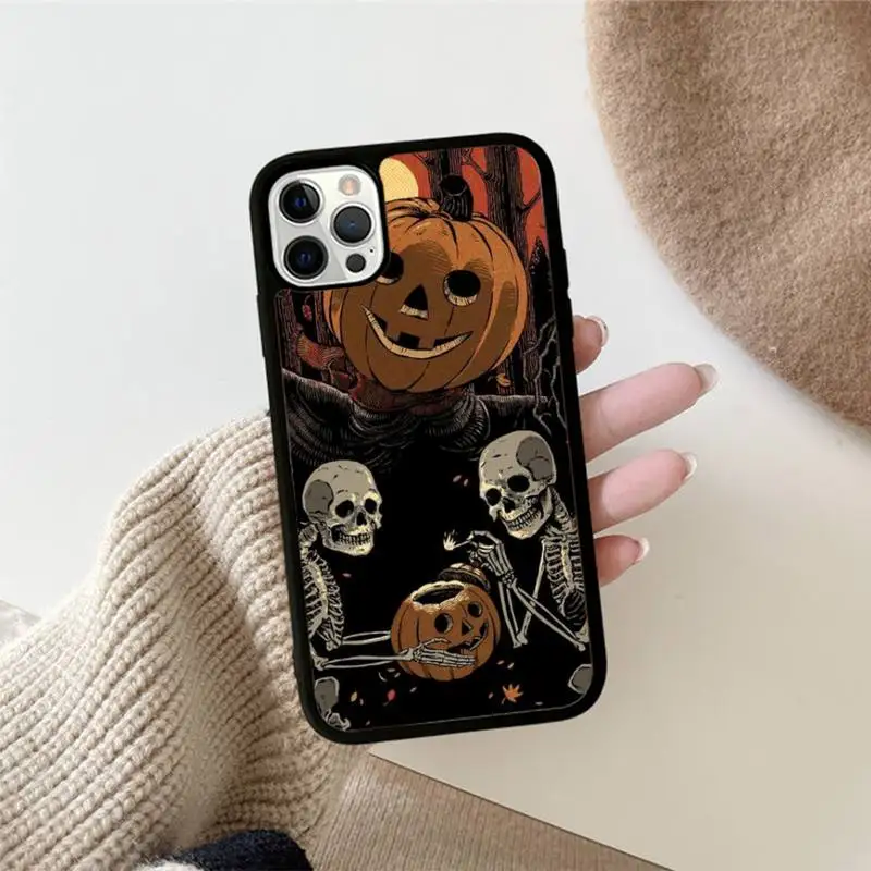 Halloween Pumpkin Phone Case Silicone PC+TPU Case for iPhone 11 12 13 Pro Max 8 7 6 Plus X SE XR Hard Fundas