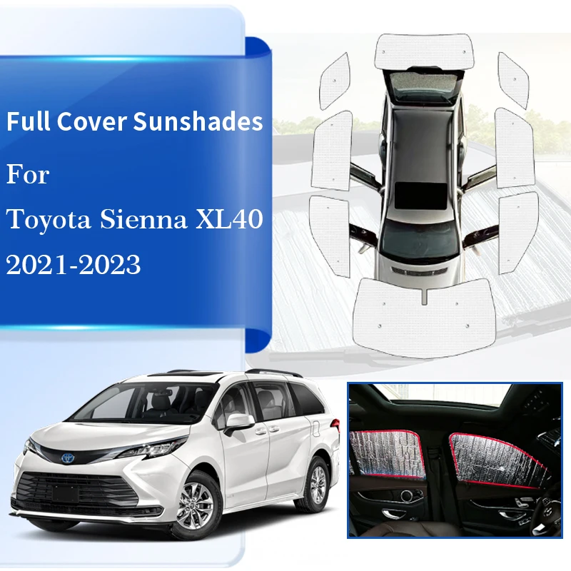 

For Toyota Sienna XL40 XLE 2021 2022 2023 Sun Window Visor Sunshade Windshield Curtain Sunscreen Anti-UV Protection Accessories