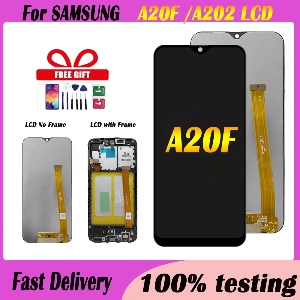 Подходит для замены ЖК-экрана Samsung A20E ЖК-экран A202 A202F с сенсорным дигитайзером