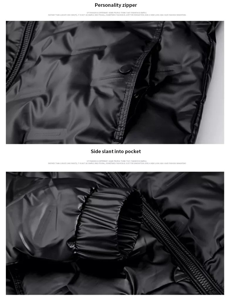 Warm Fashion Print Mens Slim Hooded White Black Down Coat Casual Down Jacket  2022 Winter New Boutique White Duck Down Thick