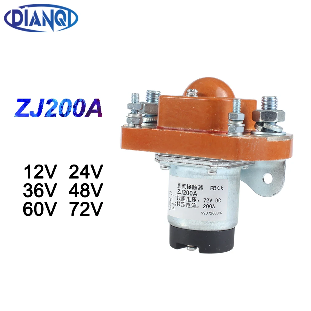 

Нормально открытый стиль ZJ200A, 12 В, 24 В, 36 В, 48 В, 60 в, 72 в, 200 А постоянного тока, контактор для двигателя вилочного погрузчика, электромобиля, автомобильная лебедка wehicle