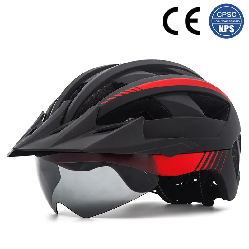 

Cycling helmet manufacturers Mountain bike safety helmets Sports summer Men Women riding protective Goggles helmets with Light