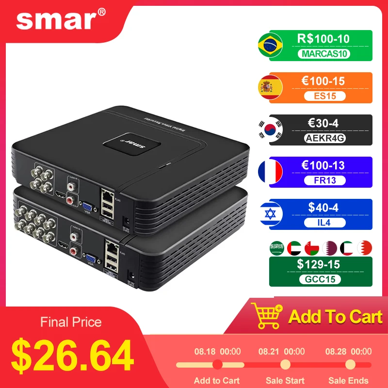 Smar 5 in 1 CCTV Mini DVR TVI CVI AHD CVBS IP Camera Digital Video Recorder 4CH 8CH 5M-N AHD DVR 5MP NVR Security System Onvif