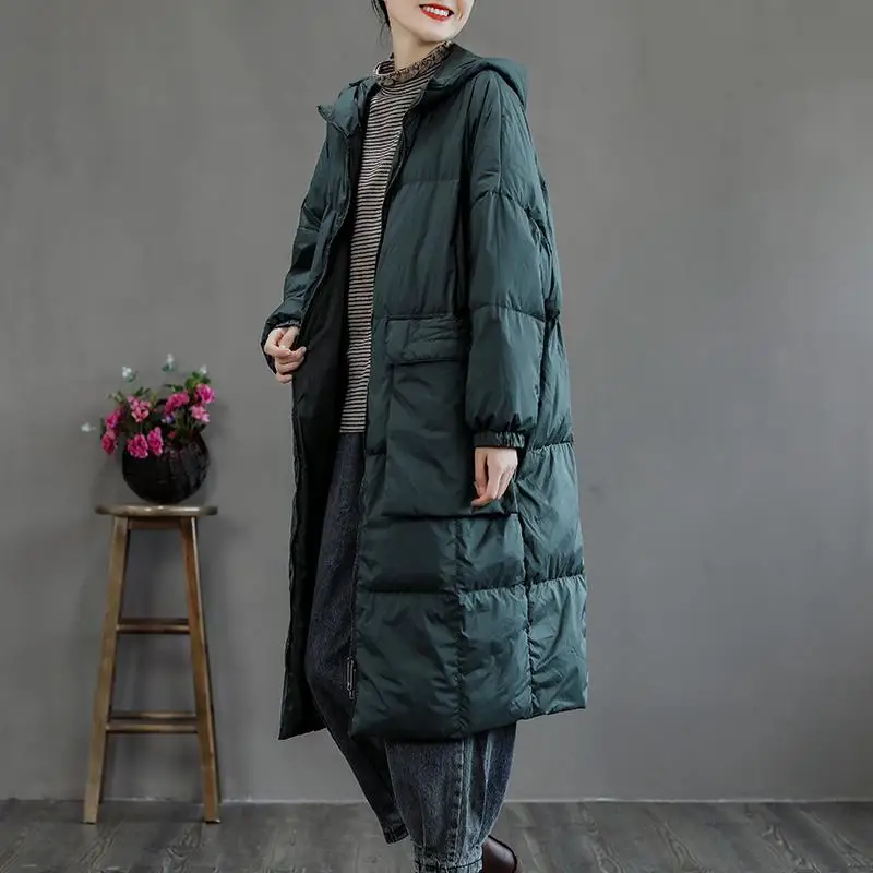 New Winter Coat for Women Down Jackets Coats Parkas Jackets Oversize Hooded Long Down Jacket Warm Big Pocket Fashion Loose
