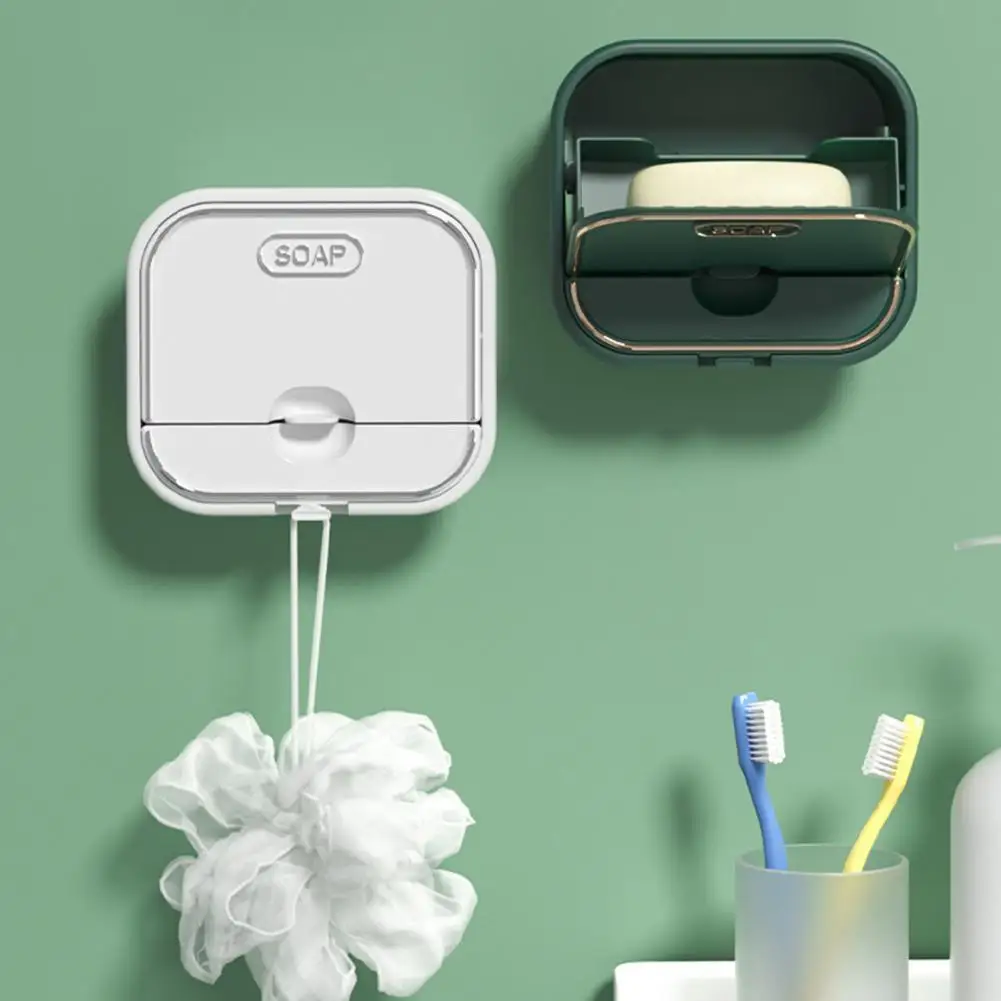 

Draining Rack High Quality Wall-mounted Soap Storage Box Draining Rack with Cover Exquisite Decorative Soap Rack