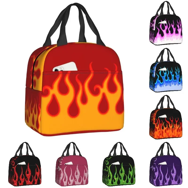 

Эстетическая популярная художественная сумка для ланча с горячим огненным пламенем, Термоизолированный ланч-контейнер для женщин, детские пищевые пакеты