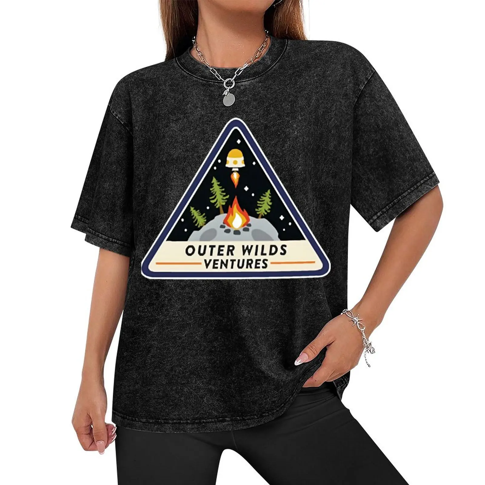 Классическая футболка с логотипом Outer Wilds Ventures черные модные рубашки мужская