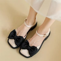 2022 new slip on soft sole cozy loafers daily commute simple black flats shoes women sweet bow hollow sandals designer